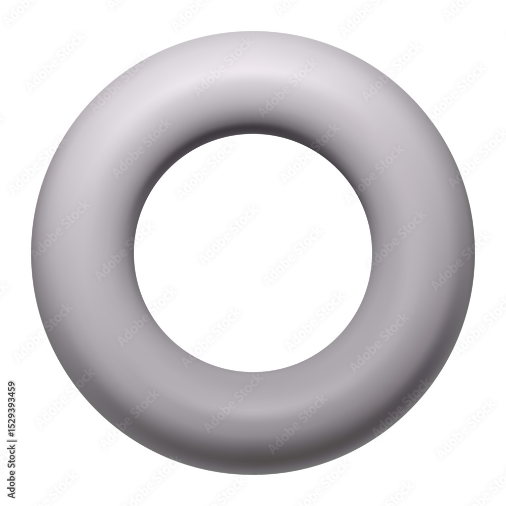 Floating on a white background, a perfect gray torus symbolizes infinity and eternity, embodying mathematical concepts through its seamless, continuous design and abstract form Floating on a white background, a perfect gray torus symbolizes infinity and eternity, embodying mathematical concepts through its seamless, continuous design and abstract form