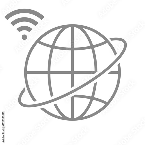 Wi-Fi接続しているシンプルな地球のアイコン_3