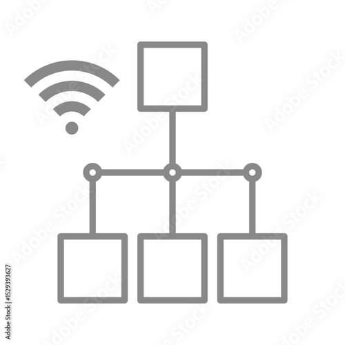 Wi-Fi接続しているシンプルな樹形図のアイコン