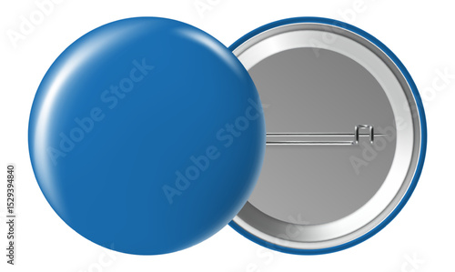 Blue blank pin displaying both front and back views, serving as an ideal mockup for adding custom designs or logos, perfect for various promotional events and branding purposes