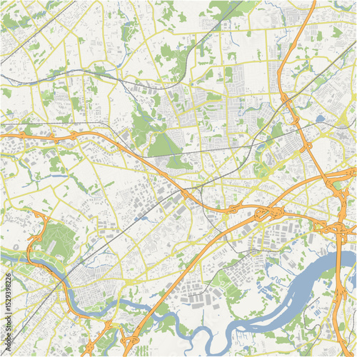 Map of Edison in New Jersey in a normal road map style. Contains layered vector with roads water, parks, etc.