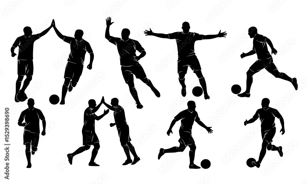 custom made wallpaper toronto digitalA dynamic collection of soccer player silhouettes showcasing various actions, including celebration and teamwork, capturing the essence of the sport