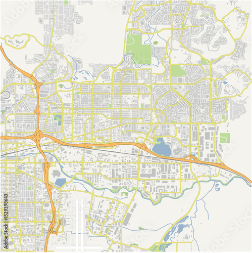 Map of Sparks in Nevada in a normal road map style. Contains layered vector with roads water, parks, etc.