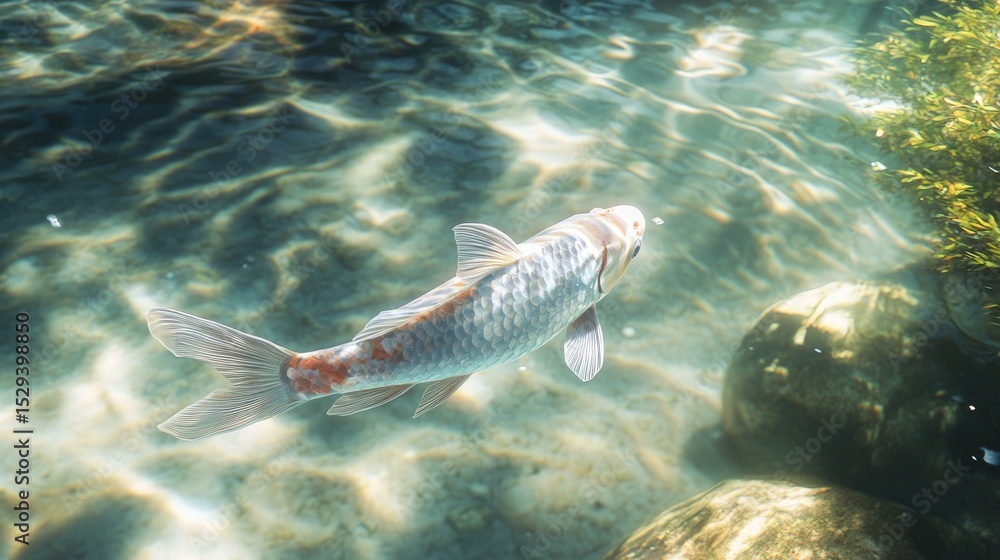 Fototapeta premium Koi fish swimming in clear water