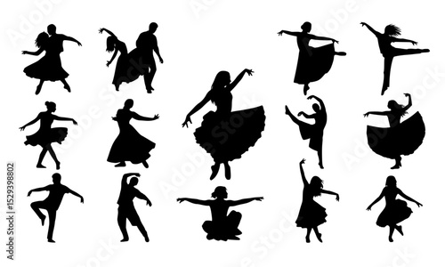 Graceful Dance Silhouettes Capturing the Elegance and Joy of Movement in Various Dance Styles and Expressions.