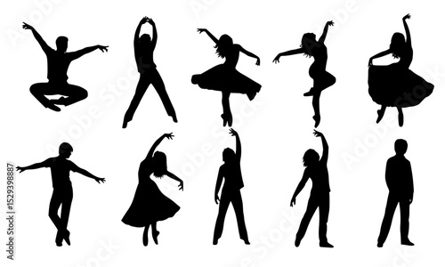 Versatile Dance Silhouettes Collection Celebrating Various Dance Styles and Poses that Showcase Movement, Elegance, and Joy in Expression.