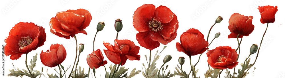 Naklejka premium Lively poppy flowers in full bloom spread joy and beauty