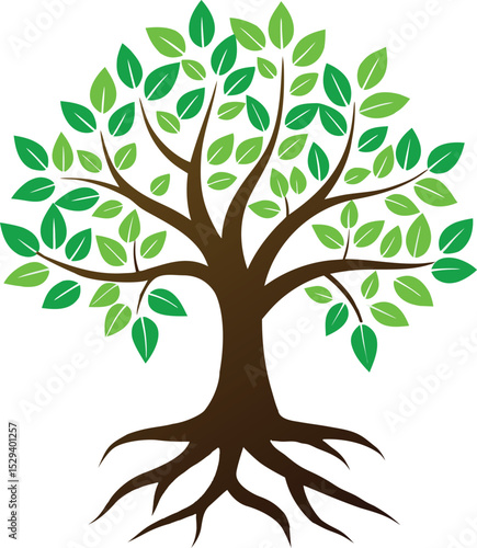 Tree with roots nature symbol.
