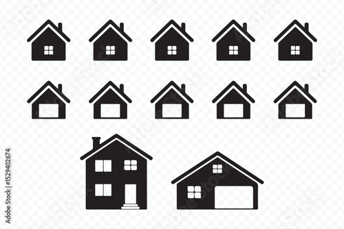 Simple Home Building Icons Minimalist Property and Residential Graphics Vector