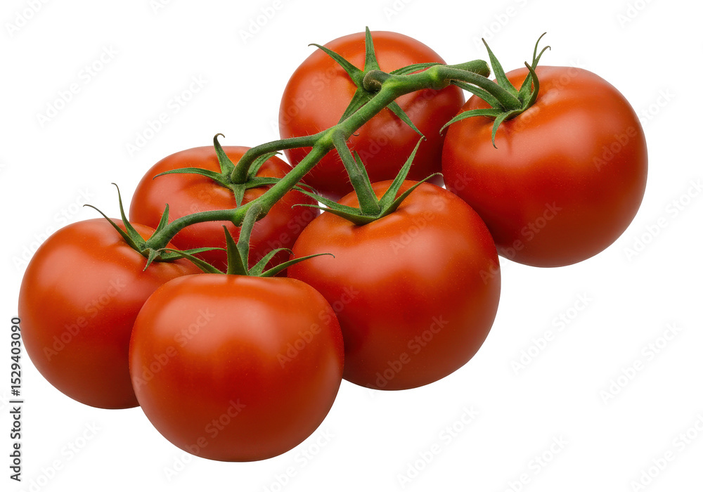 Fresh red tomatoes on a vine, showcasing their vibrant color and ripe texture Fresh red tomatoes on a vine, showcasing their vibrant color and ripe texture