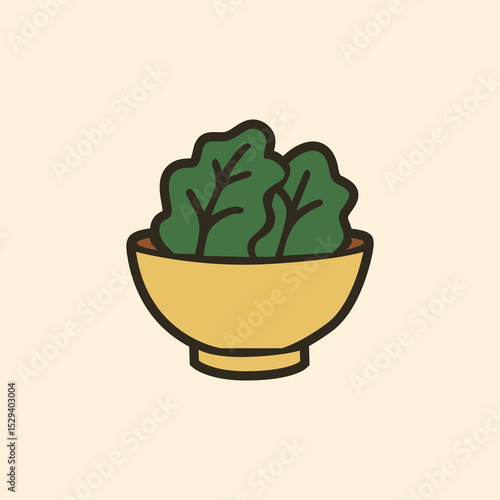 Collard greens vector icon in flat cartoon style, traditional soul food dish served during Juneteenth and Black American cultural events and family gatherings