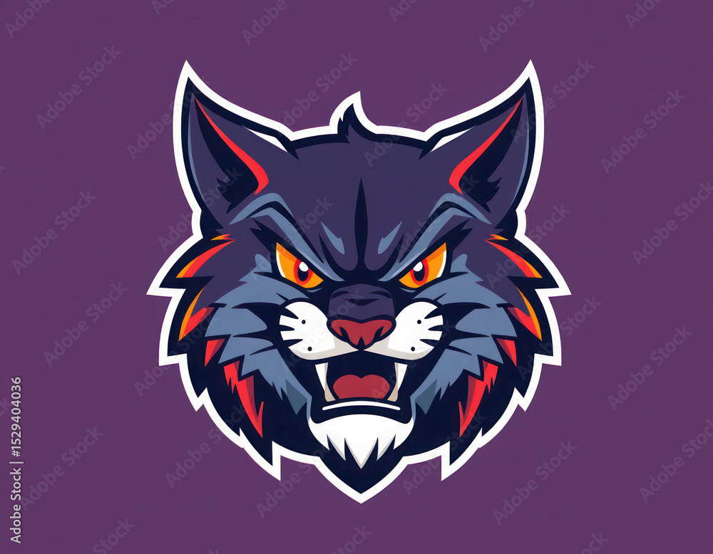 Fierce Cat Mascot, Logo Design, Illustration Fierce Cat Mascot, Logo Design, Illustration