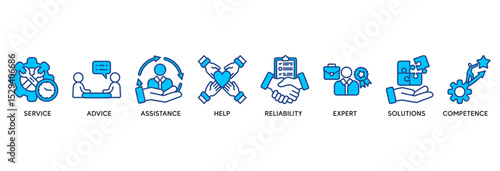 Support icon set vector illustration concept relate to service, advice, assistance, help, reliability, expert, solutions and competence