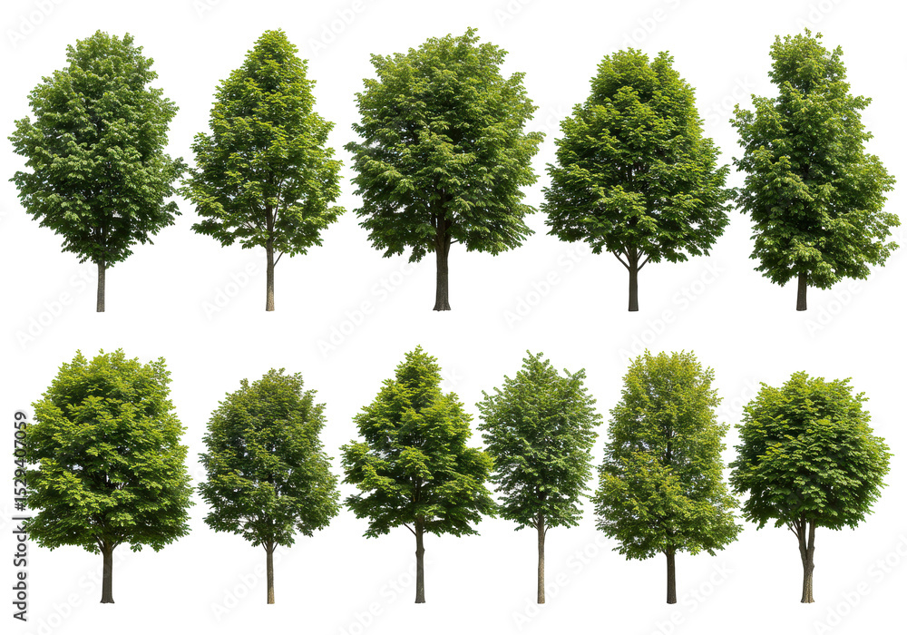 Obraz premium A diverse collection of lush green trees showcasing various shapes and sizes in a natural setting