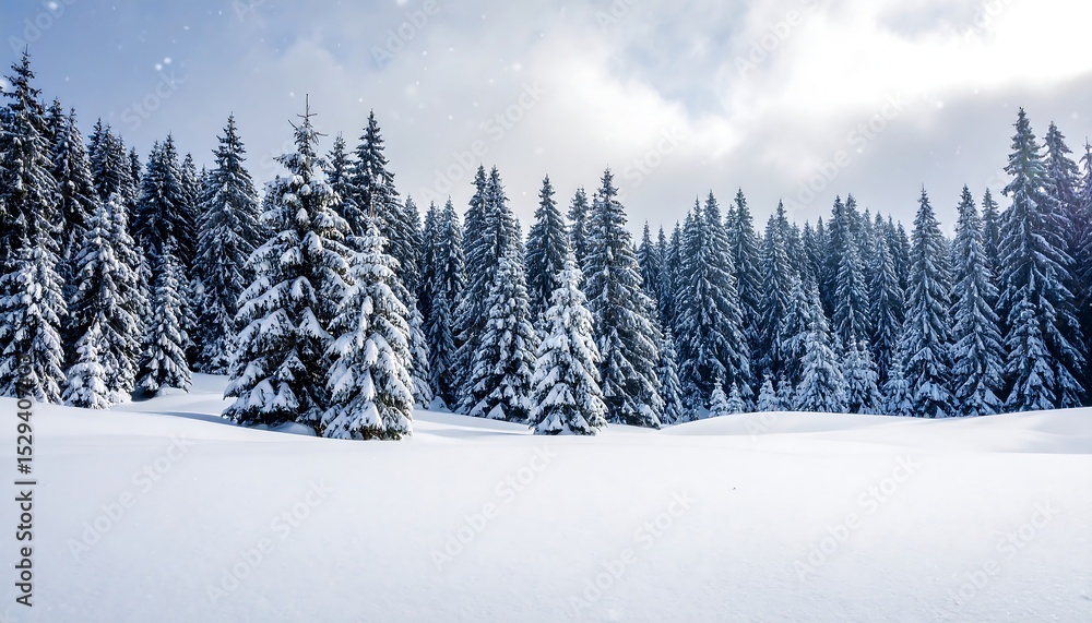 Fototapeta premium Snowy Forest Winter Landscape.