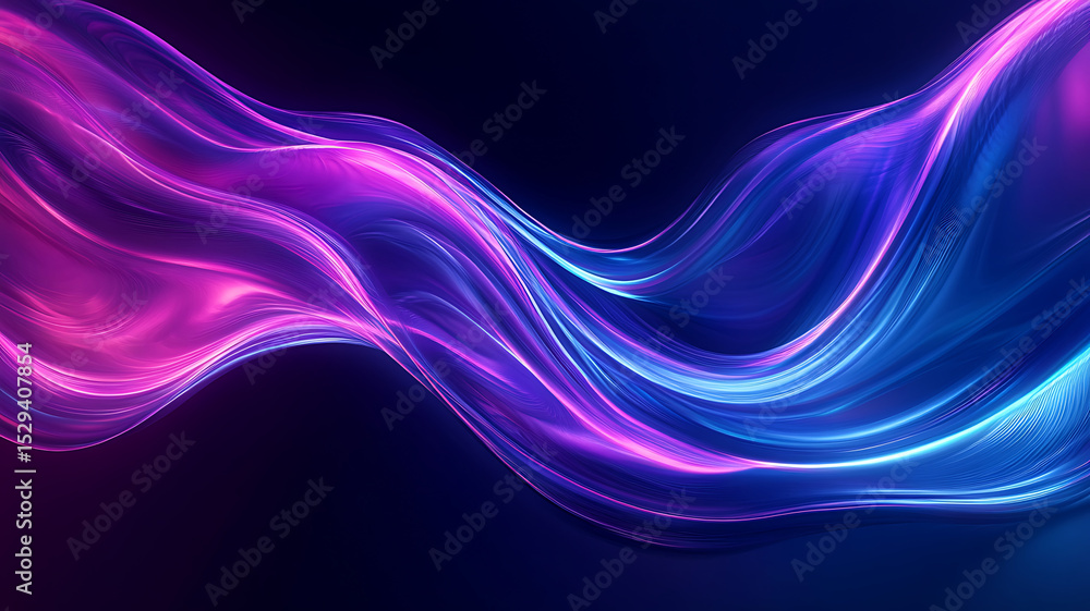 Fototapeta premium Abstract flowing luminous lines of pink and blue light creating a modern artistic design.