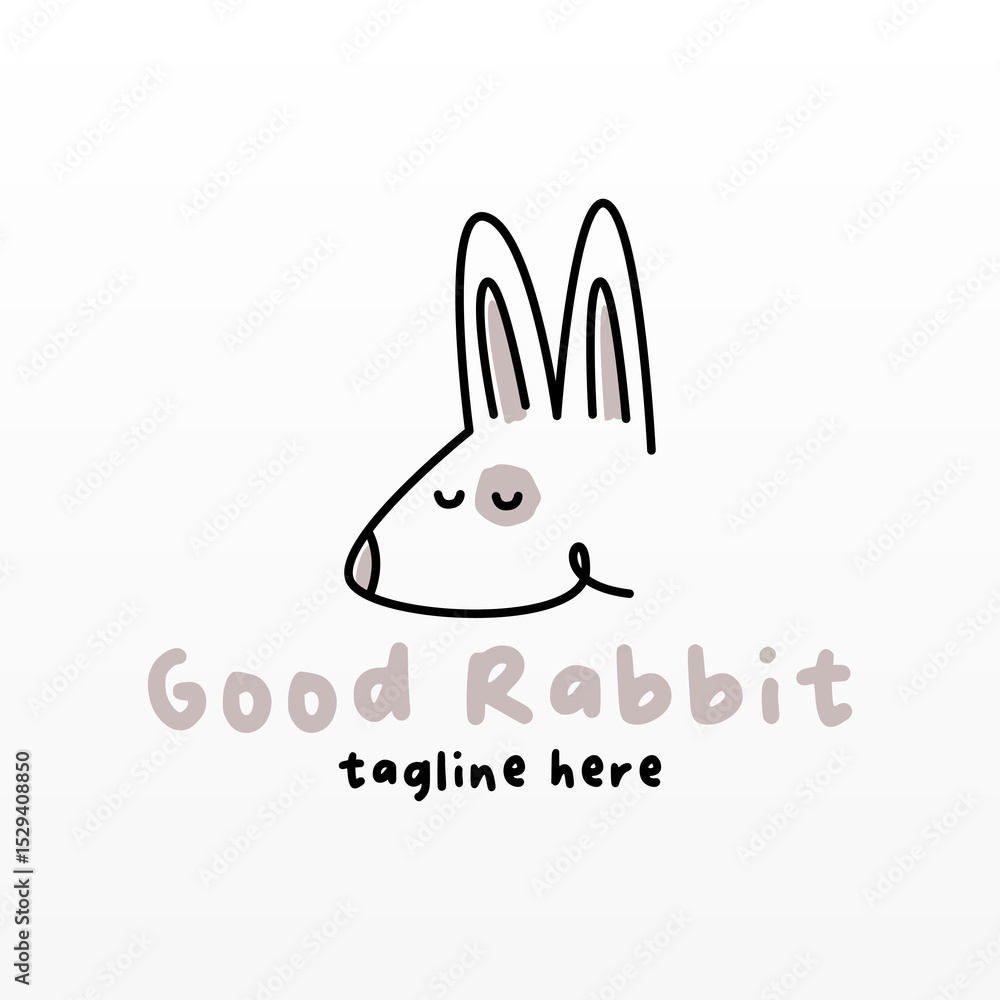 Fototapeta premium Rabbit logo design concept. Lined rabbit logo template