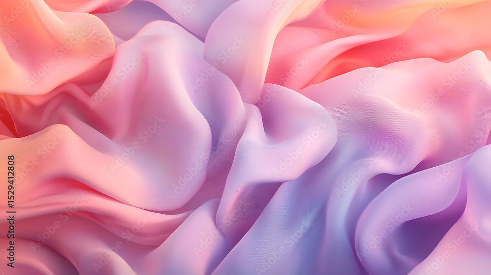 Obraz premium Abstract render of flowing fabric in soft pastel colors with elegant fluid movement