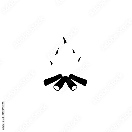 Campfire icon depicting logs arranged in a flame shape suitable for outdoor gatherings and adventures