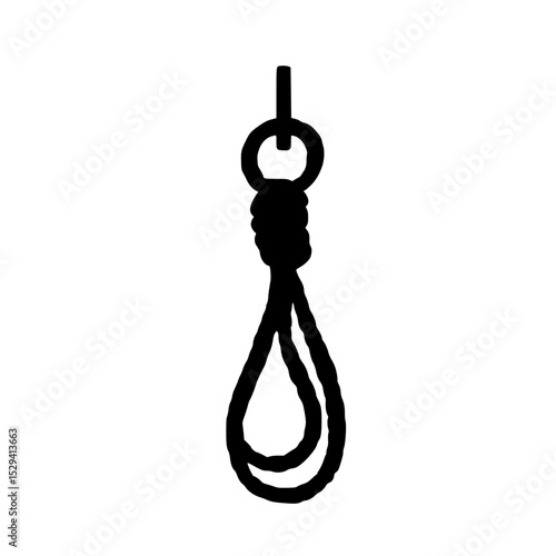 Symbol of a black icon representing a noose, often associated with serious themes of struggle and despair in art or social discussions