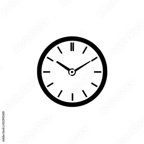 Icon of a black clock showing the time with clear hour and minute hands, symbolizing punctuality and time management