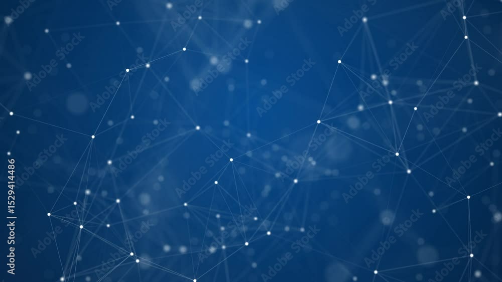 Abstract network connection dots and lines on blue backdrop showing data flow and communication Abstract network connection dots and lines on blue backdrop showing data flow and communication