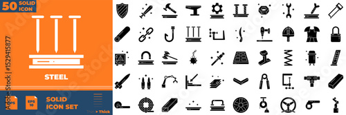 Steel Solid Editable Icons set.