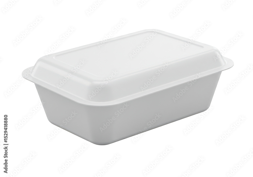 White rectangular takeout container with a lid, isolated on a clean background for food storage White rectangular takeout container with a lid, isolated on a clean background for food storage