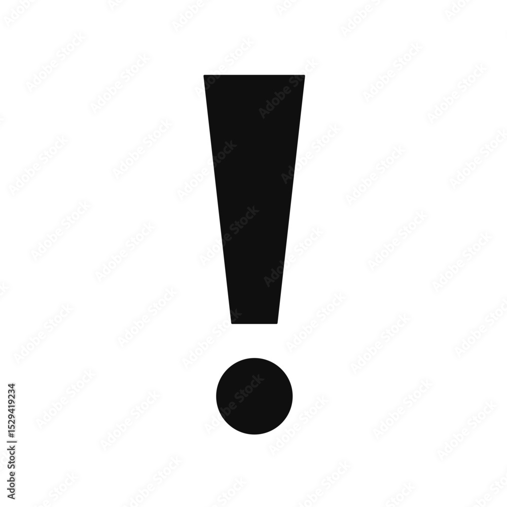 Black exclamation point on white background, concept of warning Black exclamation point on white background, concept of warning