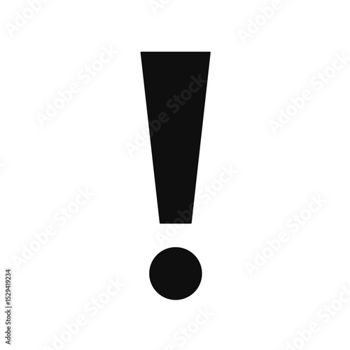 Black exclamation point on white background, concept of warning