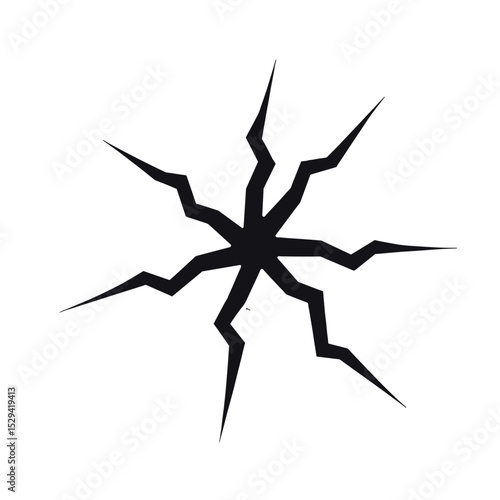 Abstract black crack pattern on white backdrop, design element