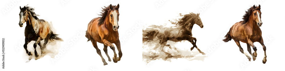 Obraz premium Majestic horses galloping across a field