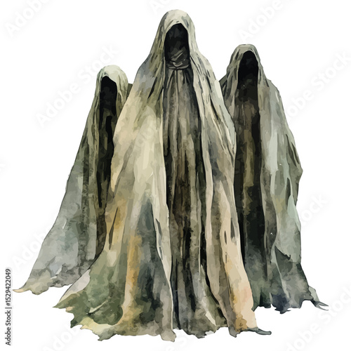 Cloaks Of Invisibility, watercolor drawing vector, high quality, isolated on a white background.