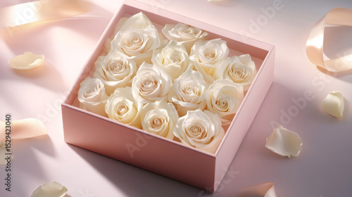 Elegant Gift Box with Delicate Roses and Satin Ribbons