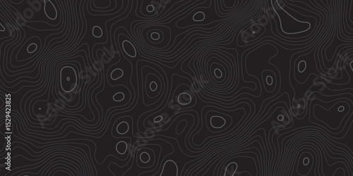"Minimal topographic contour pattern on a dark background with fine grey lines. Abstract, fluid linework ideal for tech, nature, or mapping-inspired vector designs and stylish digital wallpapers"