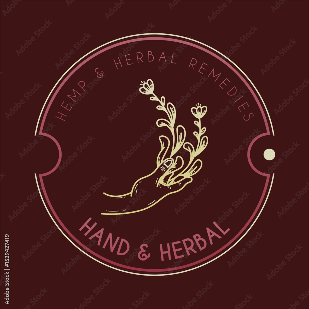 Obraz premium Herbal and natural medicine logo design concept. Medicinal plant logo design template
