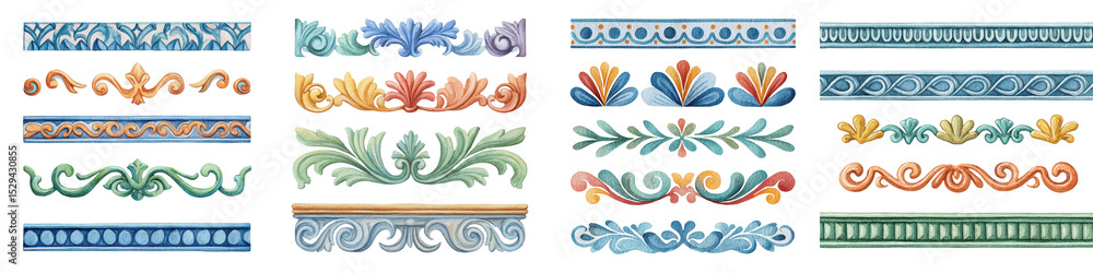 Fototapeta premium Vintage floral border and ornament patterns