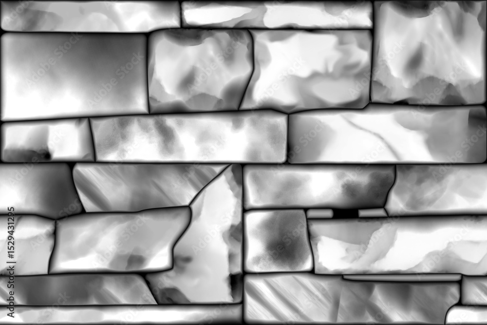 Textured concrete, cement, slate, stone, marble block wall tiles in grayscale. A close-up of a concrete and texture block wall presented in grayscale. Textured concrete, cement, slate, stone, marble block wall tiles in grayscale. A close-up of a concrete and texture block wall presented in grayscale.