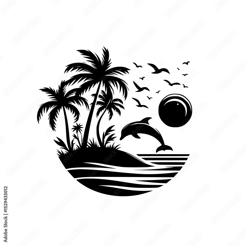 Fototapeta premium silhouette of a tropical island