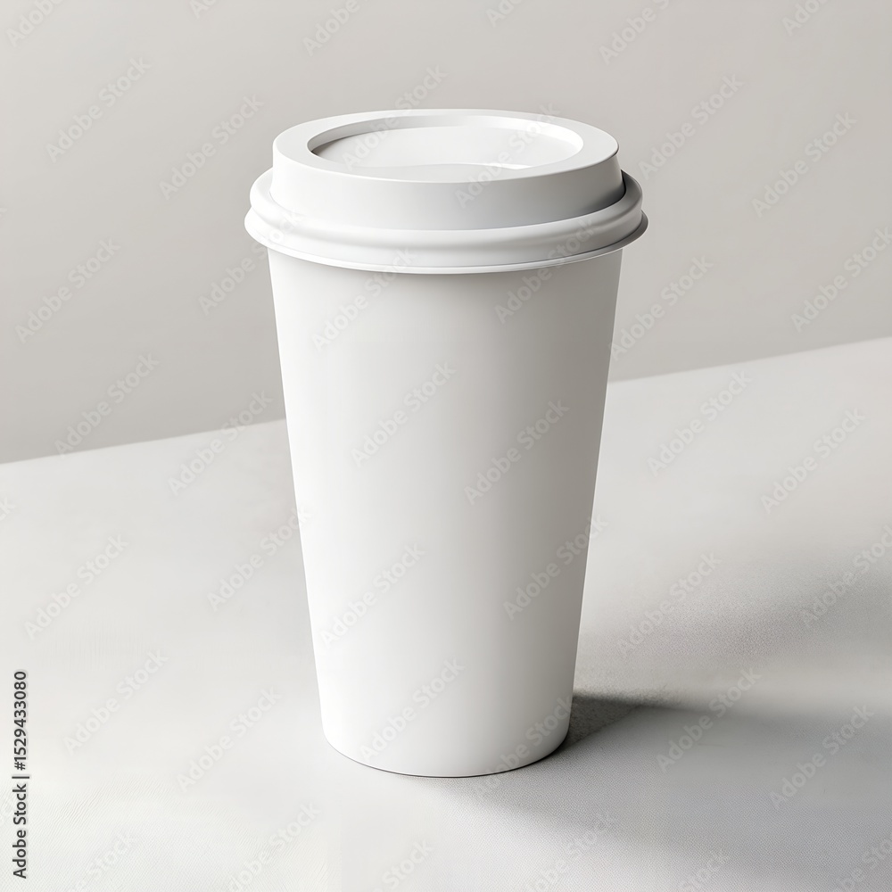 3D Render of Blank White Coffee Cup – Realistic Ceramic Mug on Neutral Surface 3D Render of Blank White Coffee Cup – Realistic Ceramic Mug on Neutral Surface
