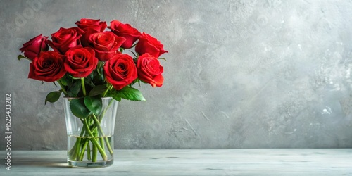Wallpaper Mural Vibrant red roses in a modern glass vase against a minimalist background, home, elegance,  home Torontodigital.ca