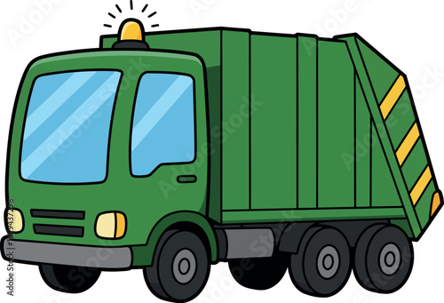Cartoon Garbage Truck Illustration for Waste Collection and Recycling Services
