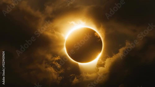 clouds move against the backdrop of a solar eclipse and solar corona 