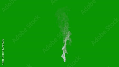Wispy smoke rising 02, orthographic view, two speeds, 4k 24p, with green screen for transparent background