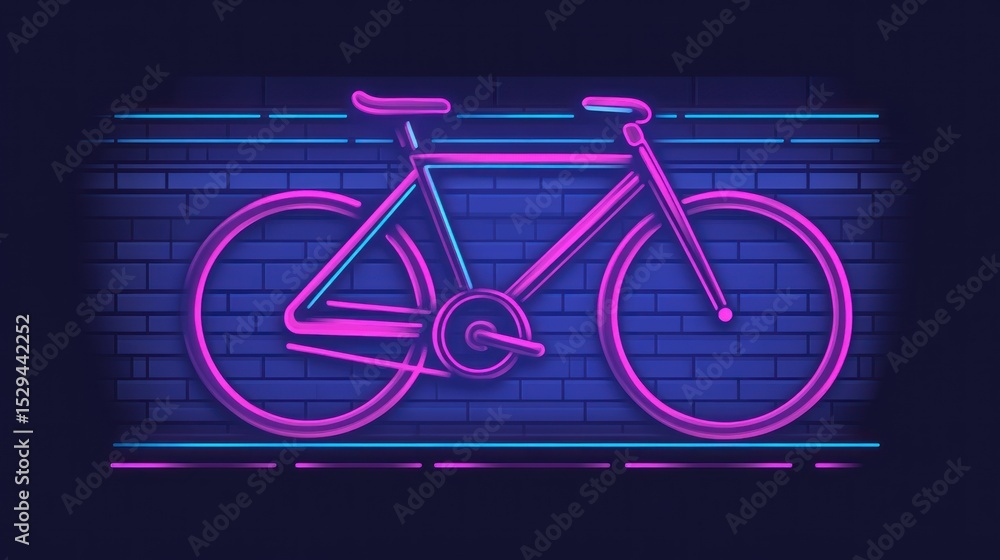 Fototapeta premium Neon bicycle against a brick wall