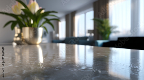 Table surface in moder interior.