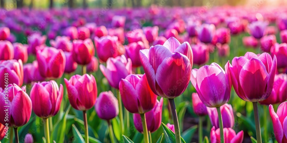 Dense carpet of vibrant pink and purple tulips in a beautiful field with varied petals and delicate stems Dense carpet of vibrant pink and purple tulips in a beautiful field with varied petals and delicate stems