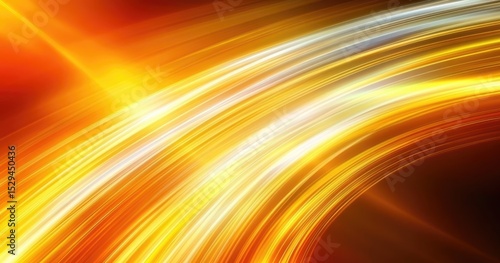 Abstract, dynamic lines of bright yellow and orange light streaks against a dark background