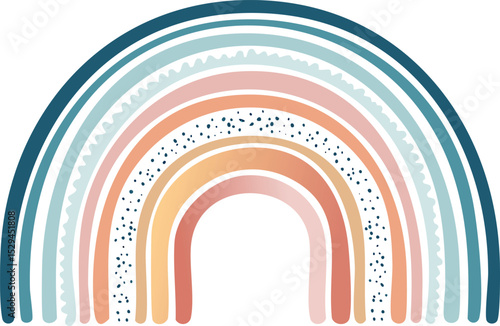 Create a single vector icon of a minimalist pastel rainbow with soft, rounded arches