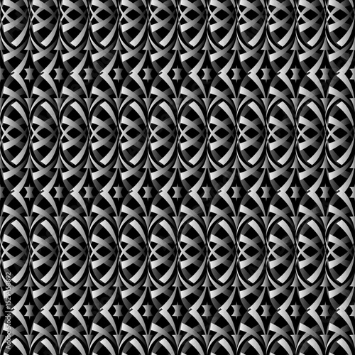 Seamless abstract geometric pattern. Vector volumetric black and white background. Plain texture for your designs